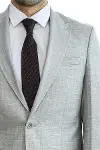 İki Parça Slim Fit Tek Düğmeli Açık Gri Erkek Takım Elbise - Wessi-2
