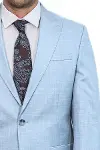 İki Parça Slim Fit Tek Düğmeli Açık Mavi Erkek Takım Elbise - Wessi-2