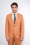 İki Parça Slim Fit Tek Düğmeli Hardal Sarısı Erkek Takım Elbise - Wessi-2