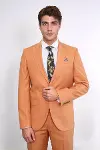 İki Parça Slim Fit Tek Düğmeli Hardal Sarısı Erkek Takım Elbise - Wessi-5