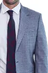 İki Parça Slim Fit Tek Düğmeli Gri Mavi Erkek Takım Elbise-2