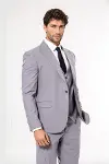 Desensiz Slim Fit Gri Erkek Takım Elbise - Wessi-2