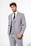 Desensiz Slim Fit Gri Erkek Takım Elbise - Wessi-5