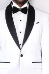 Beyaz Şal Yaka Simli Slim Fit Smokin Ceket - Wessi-2