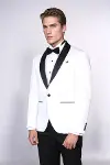 Beyaz Şal Yaka Simli Slim Fit Smokin Ceket - Wessi-4