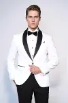 Beyaz Şal Yaka Simli Slim Fit Smokin Ceket - Wessi-1