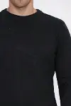 Bisiklet Yaka Uzun Kollu Slim Fit Siyah Erkek Triko - Wessi-2