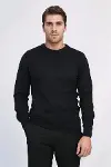 Bisiklet Yaka Uzun Kollu Slim Fit Siyah Erkek Triko - Wessi-3