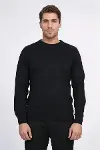 Bisiklet Yaka Uzun Kollu Slim Fit Siyah Erkek Triko - Wessi-4