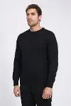 Bisiklet Yaka Uzun Kollu Slim Fit Siyah Erkek Triko - Wessi-5