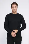 Bisiklet Yaka Uzun Kollu Slim Fit Siyah Erkek Triko - Wessi-6