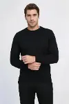 Bisiklet Yaka Uzun Kollu Slim Fit Siyah Erkek Triko - Wessi-1