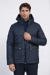 Slim Fit Kapüşonlu Lacivert Erkek Şişme Mont - Wessi-4