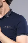 Yaka Desenli Kısa Kollu Lacivert Polo T-Shirt - Wessi-2