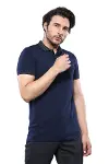Yaka Desenli Kısa Kollu Lacivert Polo T-Shirt - Wessi-1