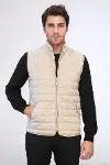 Kapitone Kolsuz Bej Erkek Kışlık Yelek - Wessi-5