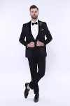 Çıkarılabilir Kadife Yaka Siyah Smokin - Wessi-3