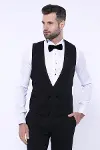 Çıkarılabilir Kadife Yaka Siyah Smokin - Wessi-4