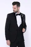 Çıkarılabilir Kadife Yaka Siyah Smokin - Wessi-5
