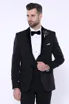 Çıkarılabilir Kadife Yaka Siyah Smokin - Wessi-1