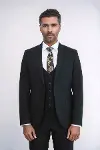 Tek Düğmeli Slim Fit Siyah Yelekli Erkek Takım Elbise - Wessi-2