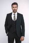 Tek Düğmeli Slim Fit Siyah Yelekli Erkek Takım Elbise - Wessi-3