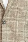 Slim Fit Sivri Yaka Ekose Taba Erkek Ceket - Wessi-6