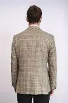 Slim Fit Sivri Yaka Ekose Taba Erkek Ceket - Wessi-7