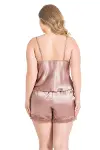Büyük Beden Vizon Saten Babydoll Şort Takımı-2