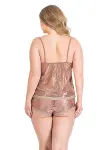 Büyük Beden Vizon Jakarlı Babydoll Şort Takımı-2
