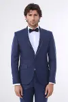Yaka Pileli İndigo Slim Fit Damatlık Takım Elbise | Wessi-3