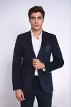 Cepli Armalı Kadife Lacivert Ceket -Wessi-4