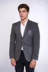 Cepli Armalı Kadife Gri Ceket -Wessi-4