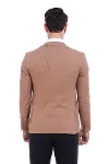 Çift Düğmeli Mono Yaka Cepli Bej Ceket - Wessi-3