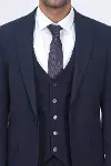 Tek Düğmeli Slim Fit Lacivert Yelekli Erkek Takım Elbise - Wessi-2