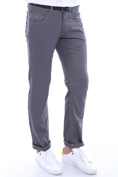 Gabardin Kumaş Gri Erkek Pantolon - Wessi
