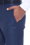 Slim Fit Düz İndigo Mavi Erkek Kumaş Pantolon - Wessi-2