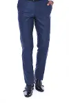 Slim Fit Düz İndigo Mavi Erkek Kumaş Pantolon - Wessi-1