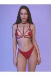Kırmızı Harness Sütyen Kumaş Külot Takımı-1