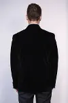 Kadife Slim Fit Tek Düğmeli Siyah Erkek Balo Ceket - Wessi-5