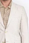 Bej Balıksırtı Desenli Gold Renk Metal Düğmeli Slim Fit Erkek Blazer Ceket - Wessi-2