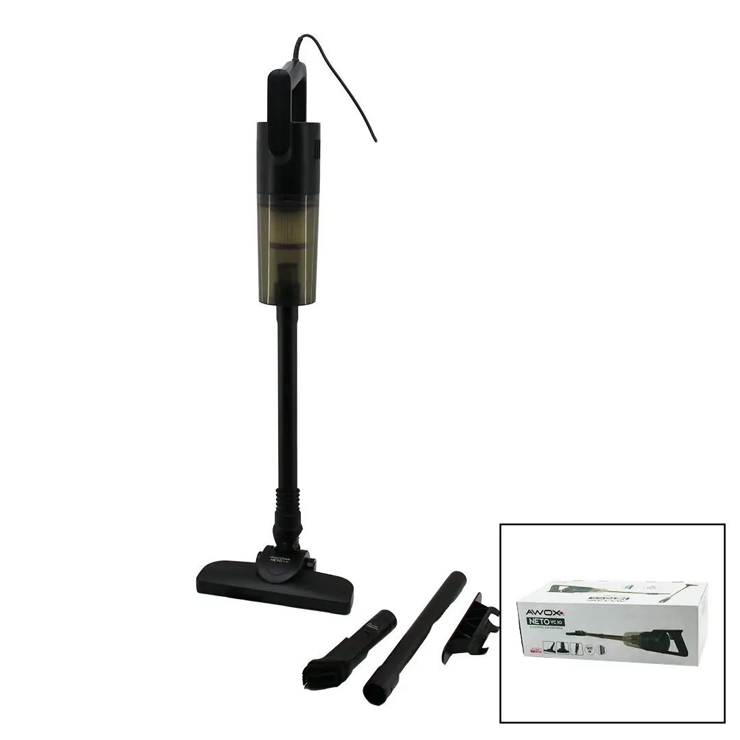 AWOX NETO VC-10 SİYAH METAL SAPLI DİK ELEKTRİKLİ SÜPÜRGE 500W 5MT KABLOSAP=75+35=110CMHEPA FİLTRE (4745)