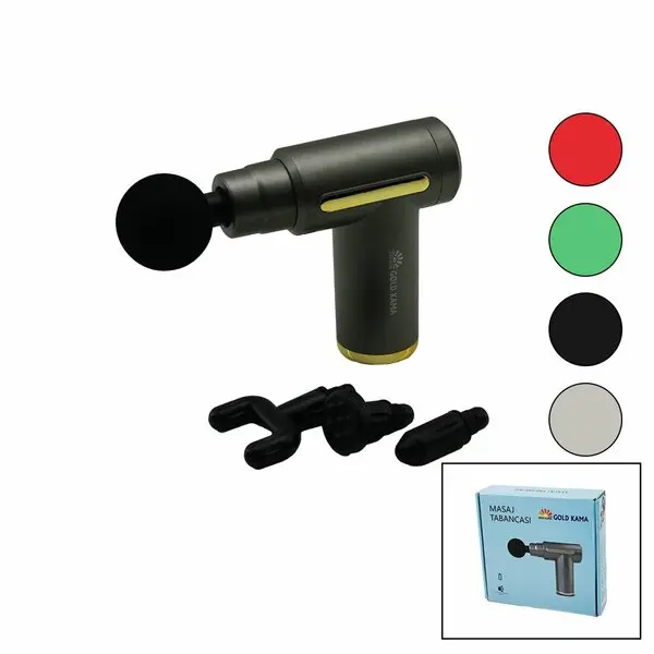 MASAJ ALETİ TABANCA MODEL 3 FARKLI BAŞLIK 6 KADEME HIZ SEVİYESİ USB ŞARJLI - HERHANGİ BİR RENK GÖNDERİLİR (4745)