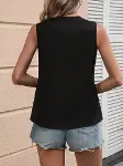 Kadın Kolsuz V Yakalı Blok Renkli Ithal Krep Bluz-2