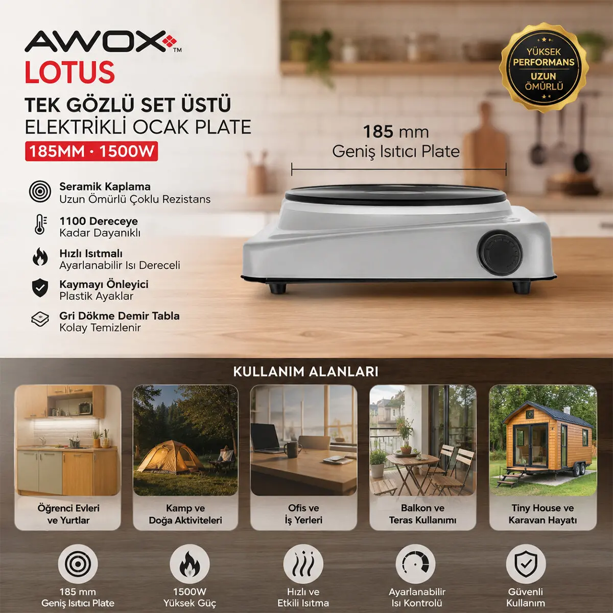 AWOX LOTUS TEK GÖZLÜ ELEKTRİKLİ OCAK PLATE 185MM.1500W (4745)-3 AWOX LOTUS TEK GÖZLÜ ELEKTRİKLİ OCAK PLATE 185MM.1500W (4745)-3