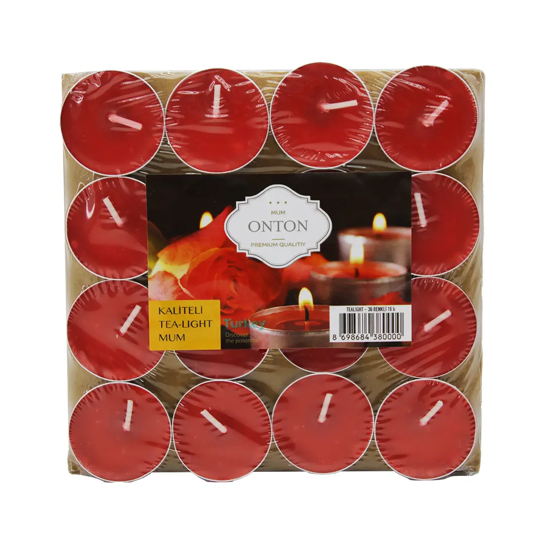 16 PARÇA KIRMIZI TEA LİGHT YUVARLAK MUM (4745)