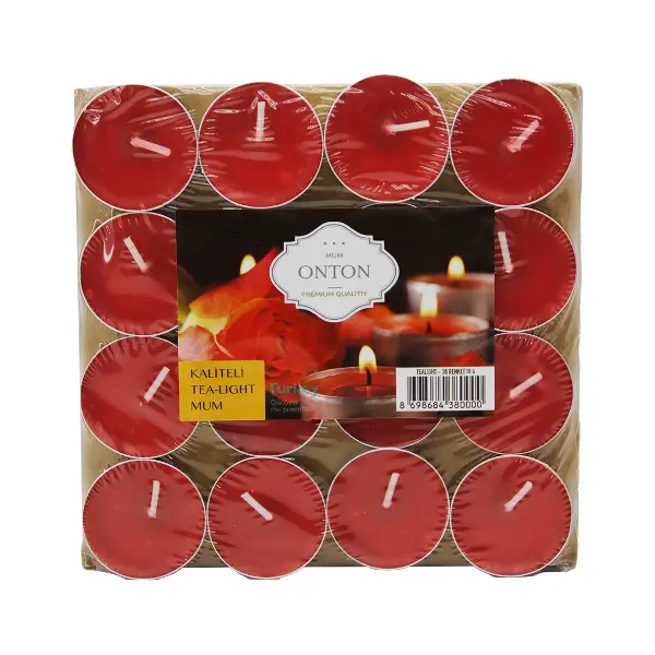 16 PARÇA  KIRMIZI TEA LİGHT YUVARLAK MUM (4745)