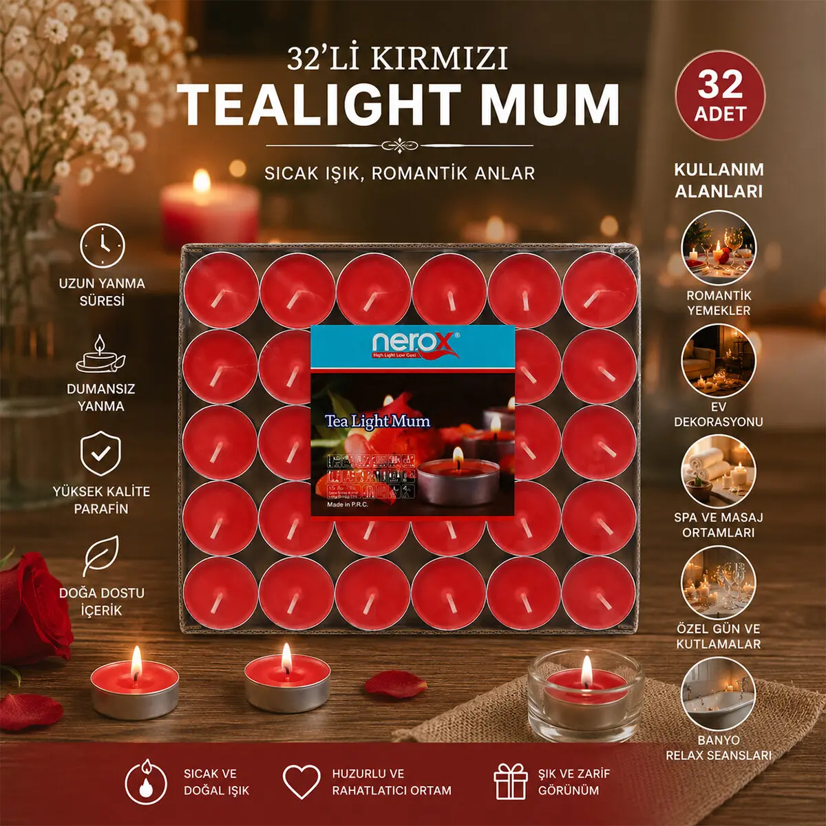 32PCS RENKLİ TEA LİGHT YUVARLAK MUM MİX - HERHANGİ BİR RENK GÖNDERİLİR (4745)-2 32PCS RENKLİ TEA LİGHT YUVARLAK MUM MİX - HERHANGİ BİR RENK GÖNDERİLİR (4745)-2