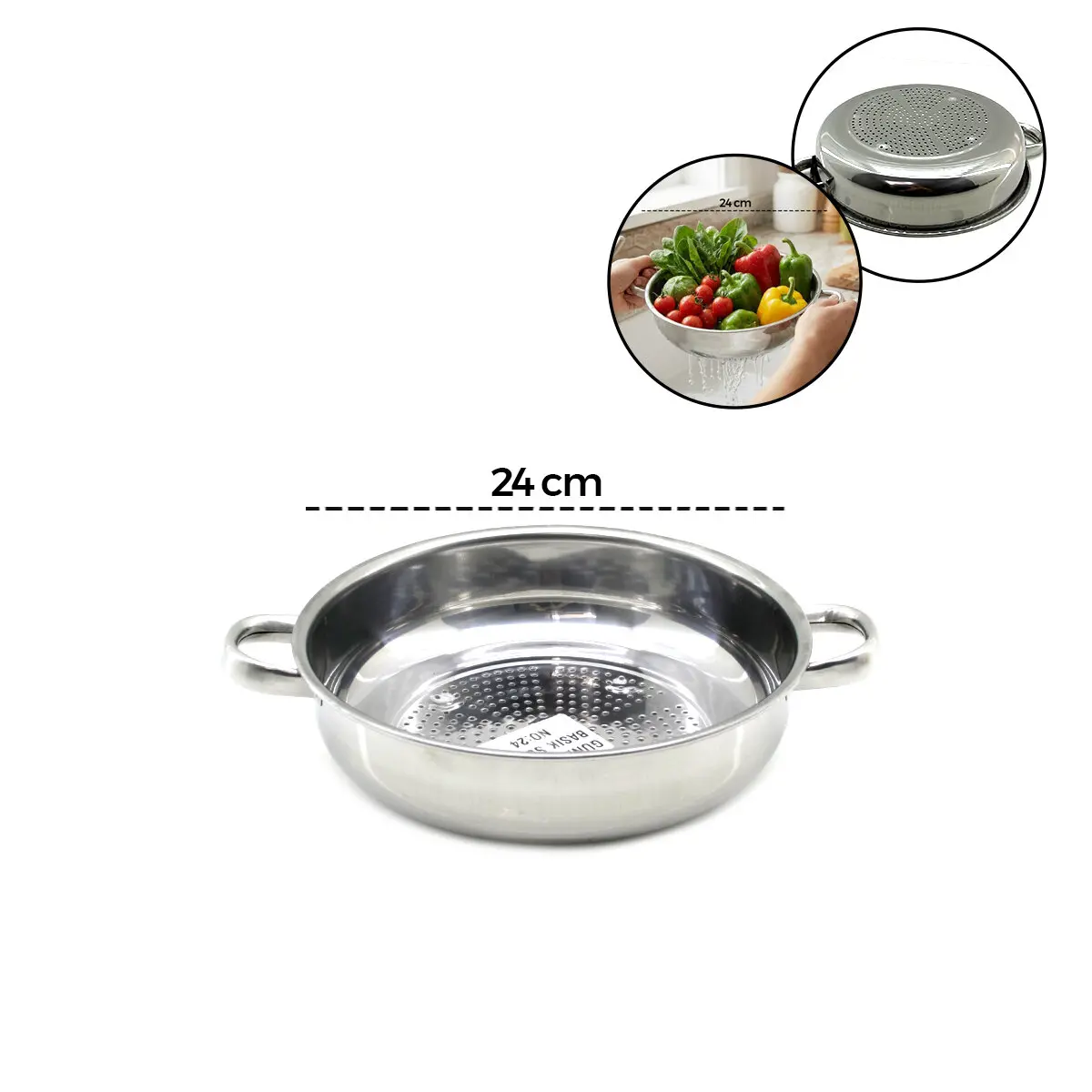 24CM BASIK SÜZEK METAL SÜZGEÇ KULPLU (4745)
