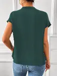 Kadın Kısa Kollu V Hakim Yakalı Leopar Desenli Sandy Bluza-4